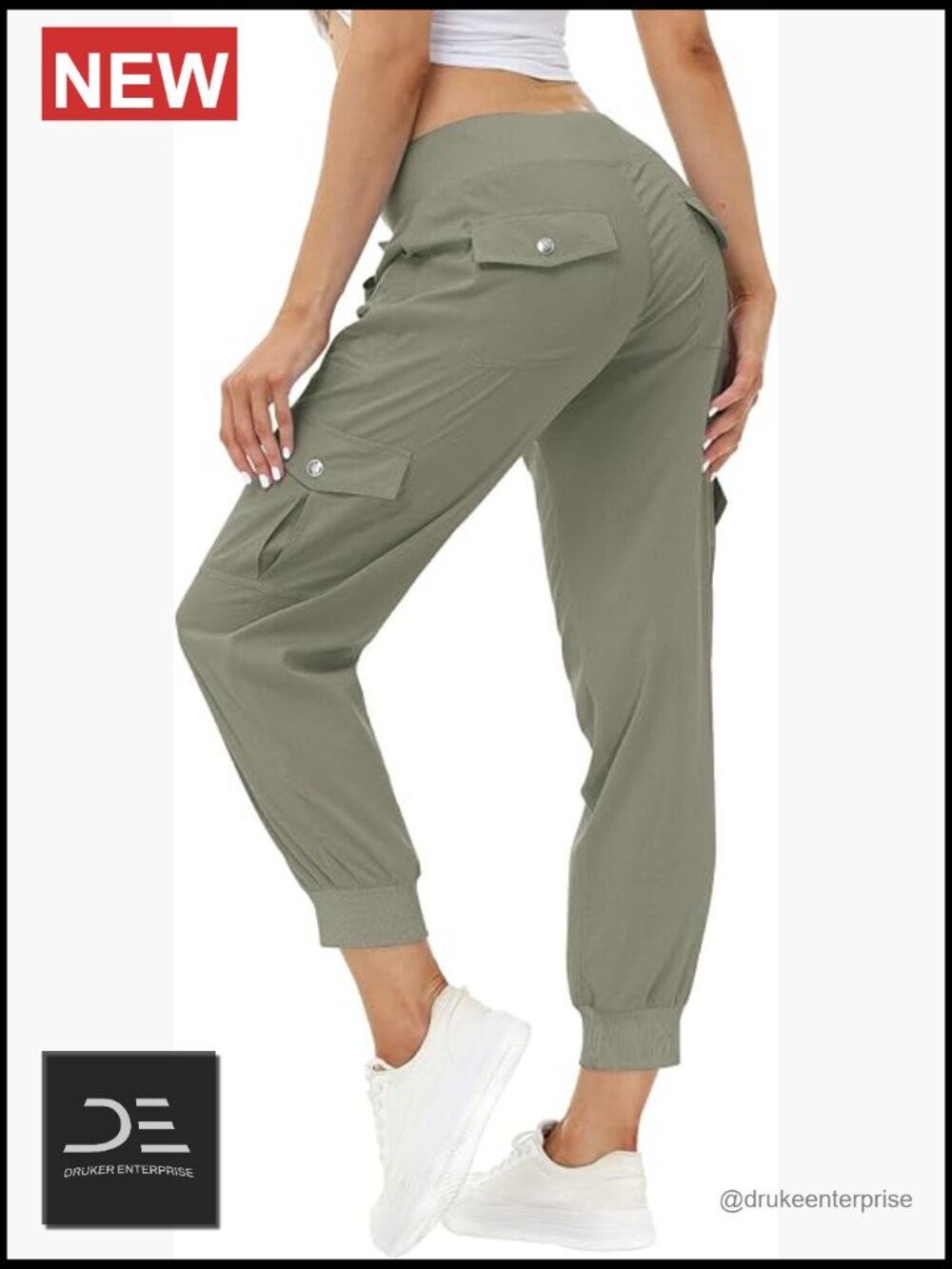 Women's Lightweight Hiking Cargo Pants Quick Dry Joggers Elastic Waist 6 Pockets